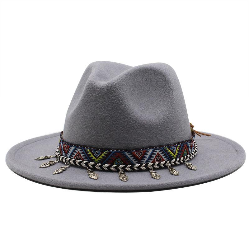 European, American and British style new classic jazz top hat simple fashion big eave hat men's and women's woolen hat