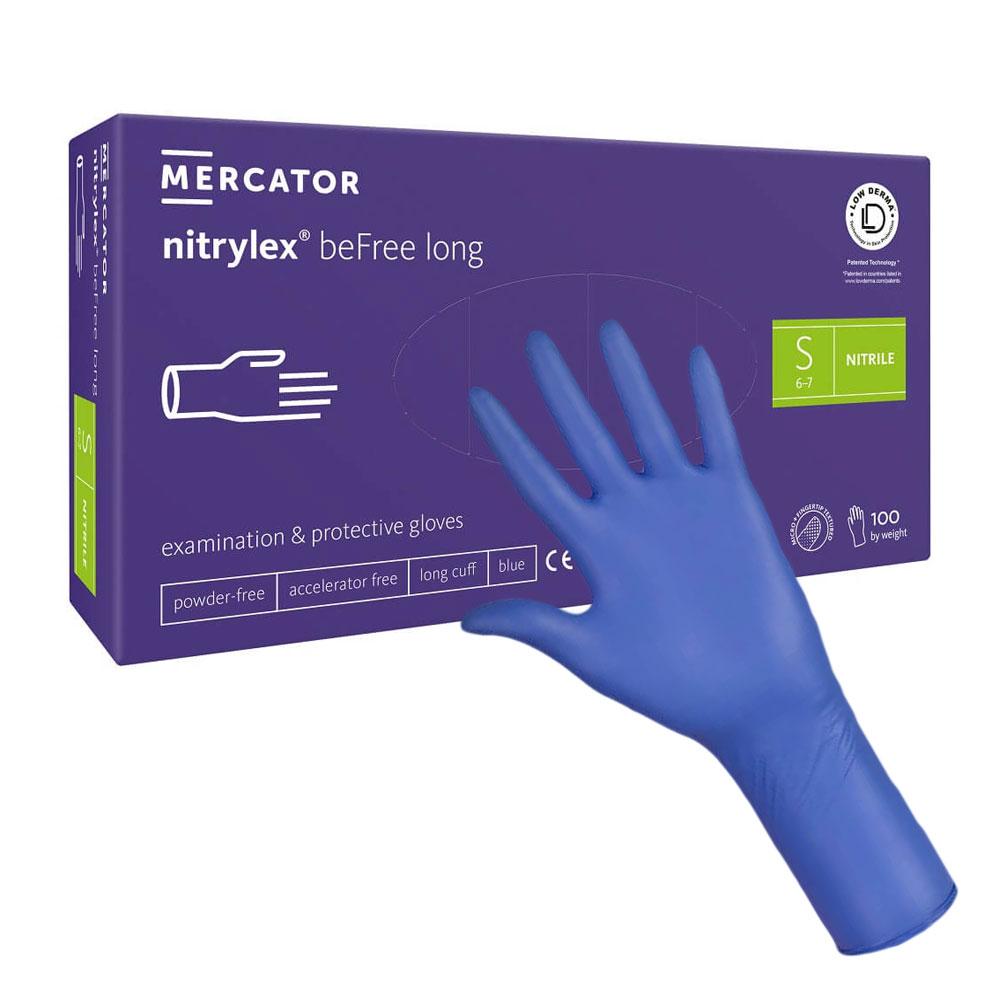 Nitrile Gloves Blue Mercator Nitrylex Befree Long 100 Pcs