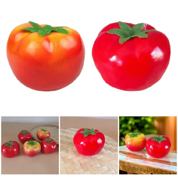 Set of 2 Decorative Tomato Faux Tomatoes Durable Artificial Vegetables for Table Centerpieces and Holiday Decors