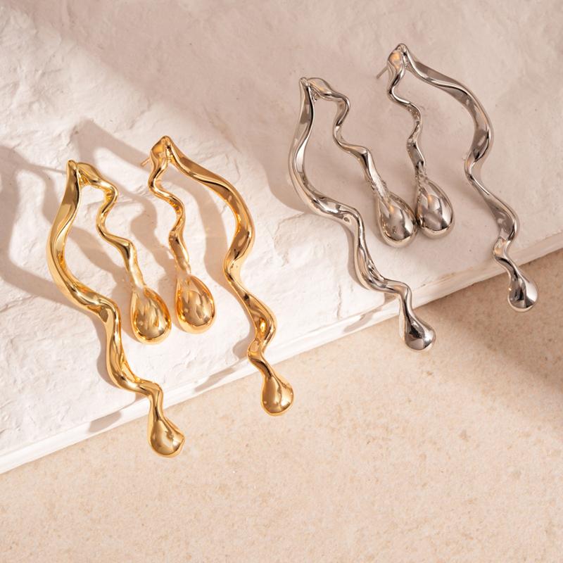 Fashion Twisted Metal Irregular Stud Earrings for Women Personality Fashion Retro Water Drop Earrings Party Accessories Gift