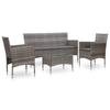 4 Piece Garden Lounge Set with Cushions Poly Rattan Grey