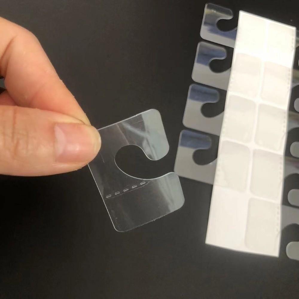 100PCS Self-Adhesive Plastic Hanging Tags PET Plastic Store Retail Hang Tabs Retail Display