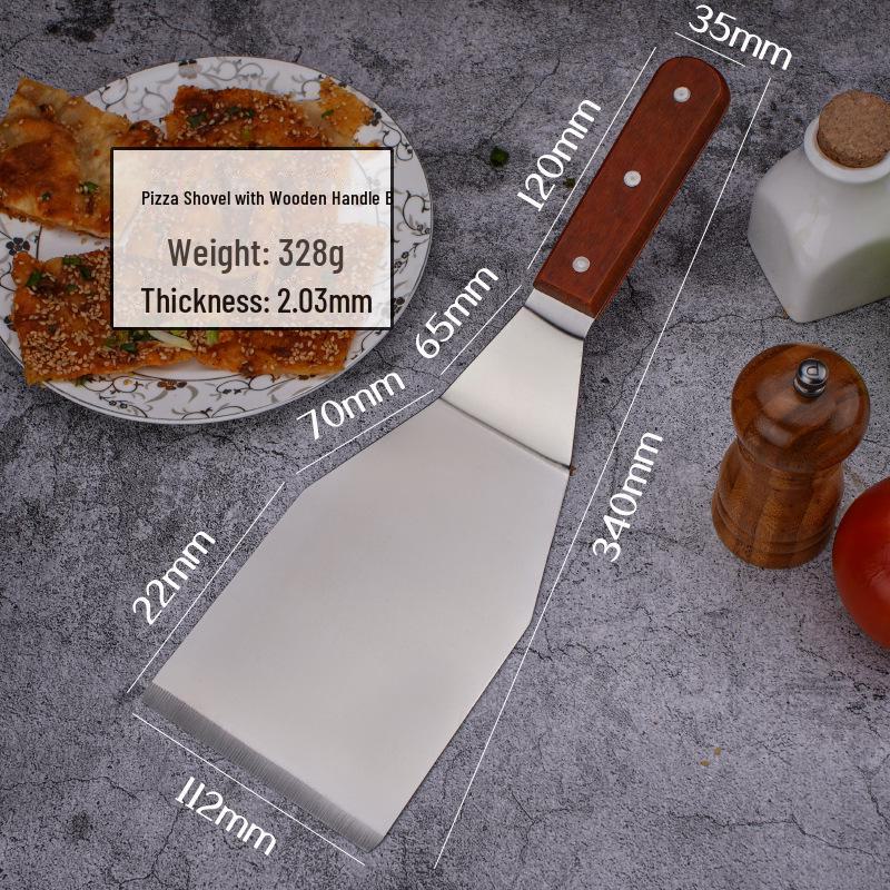 Large Stainless Steel Square Shovel with Wood Handle – Cooking, Steak, and Pancake Shovel