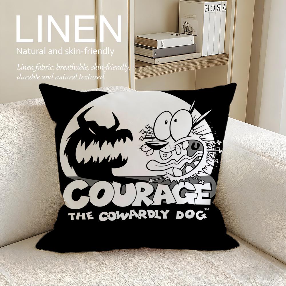 Animation Courage Dog Cushion Cover Pillowcase Set Pcs X X Breathable Washable Sofa Cushion Cover