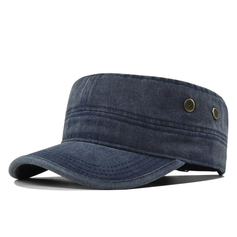 

Spring Summer Army Hat for Men Women Outdoor Retro Washed Cotton Big Head Flat Top Sunshade Flat Caps Military Cap Fishing Hats 58-62cm