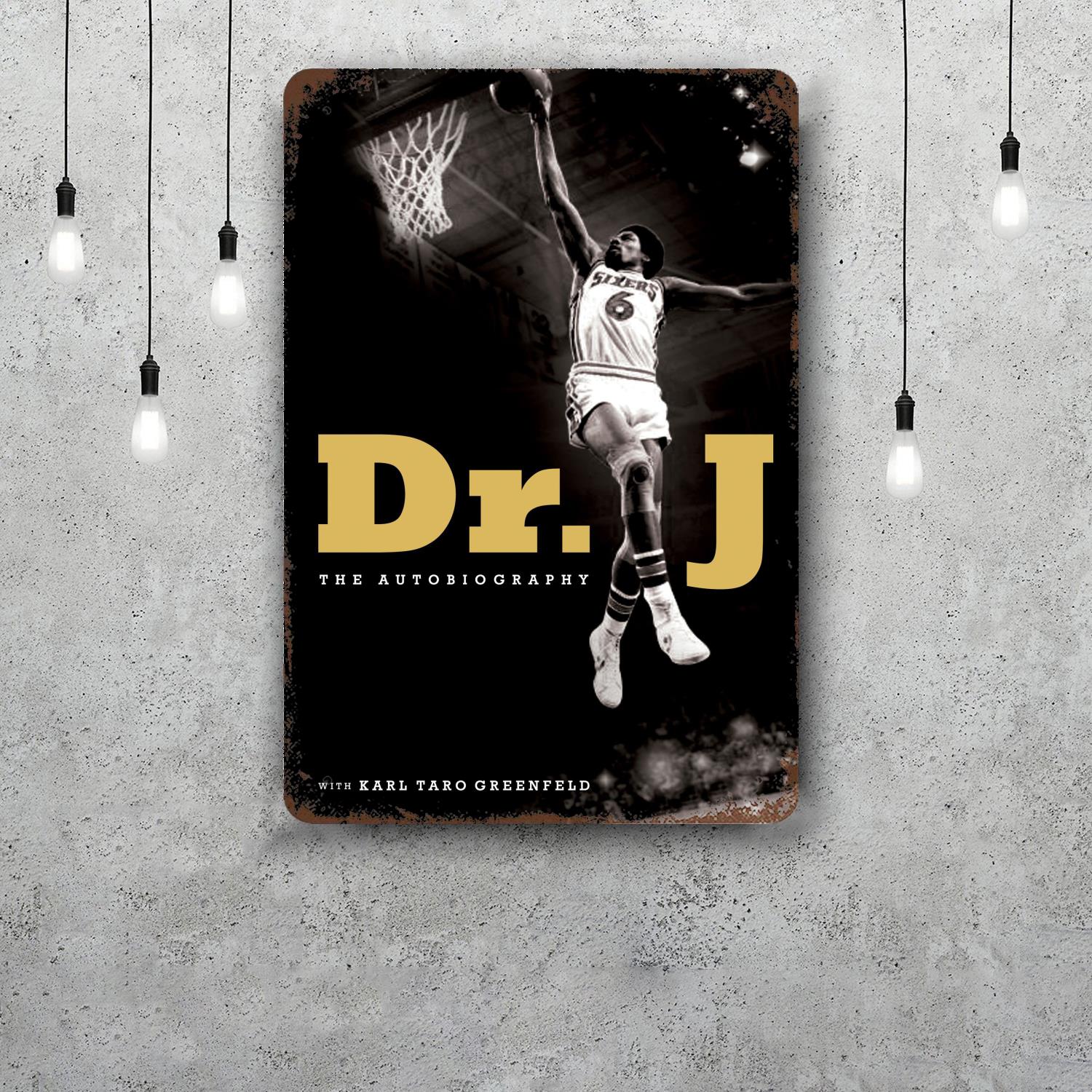 

Dr J Julius Irving Dunking Decor Poster Vintage Tin Sign Metal Sign Decorative Plaque for Pub Bar Man Cave Club Wall Decoration 20x30cm（7.8x11.8inch）