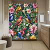 1pc Modern Garden Flowers Plants Animal Magpie Bird Shower Curtain, 12 Hooks Bath Shower Curtain, Bathroom Decor