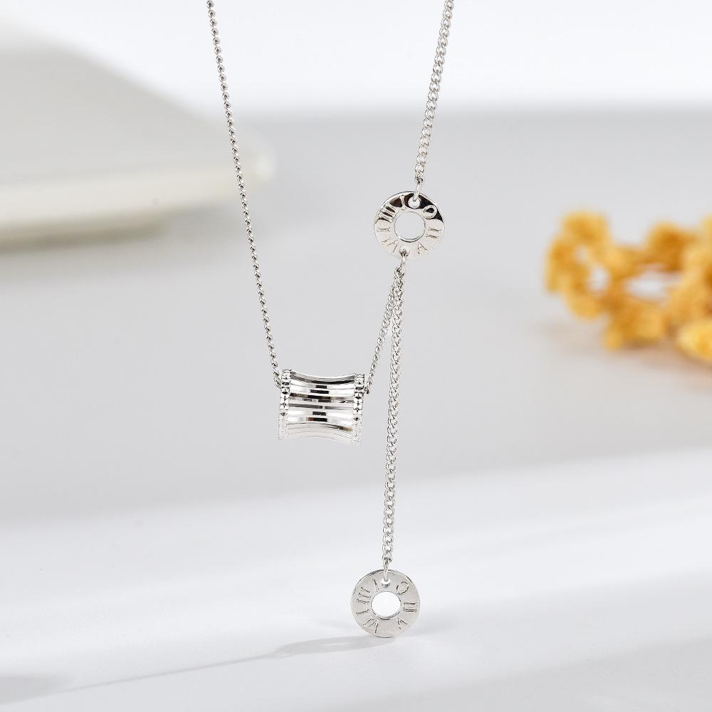 Zhuoyi S925 Silver CNC Carved Clavicle Chain Necklace for Women S925 Silver