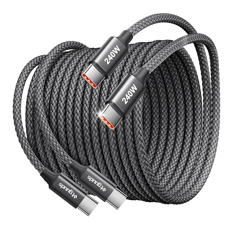 

etguuds 240W USB C cable long [3m 2]PD3.1 super fast charging type c USB-C & Heavy duty nylon MacBook Pro/Air, iPad, iPhone 16/15, Galaxy Type such as