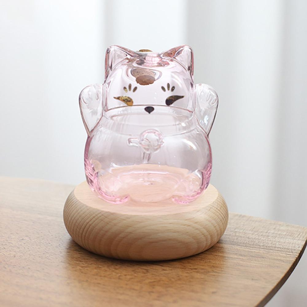

New Lucky Cat Cat Piggy Bank Portable Transparent Gold Melon Seeds Storage Bottles High Borosilicate Wishing Bottle розовый