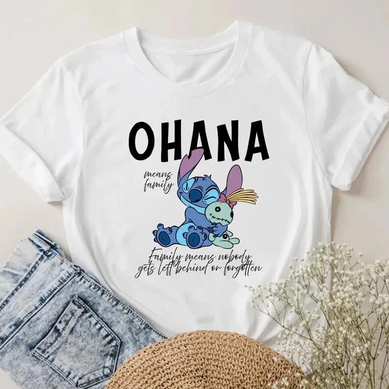 Stitch Ohana Mean Family Means Nobody Get Left Behind White TShirt S