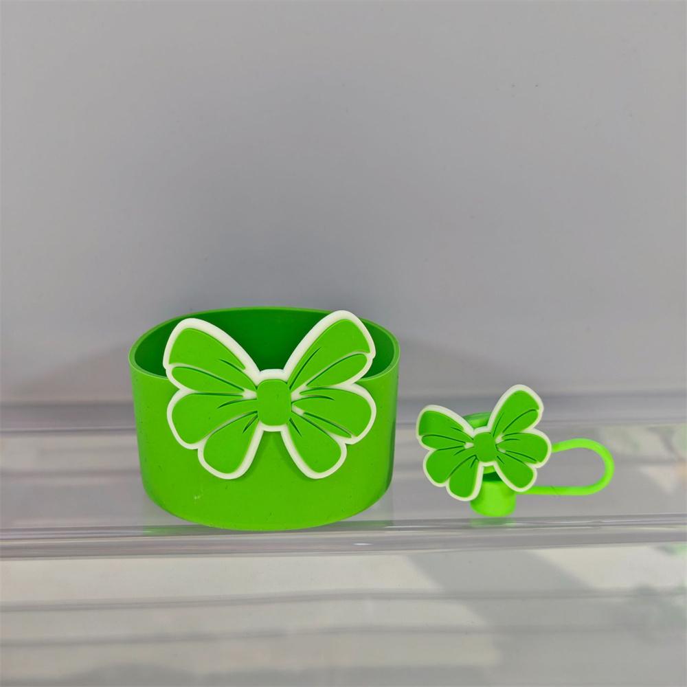 

Cute Bow Silicone Boot Bottom Sleeve Cover for Stanley 30/40 OZ Tumbler Cup Protection Case Straw Covers Cap For Stanley Cup зелений