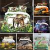 BCartoon Dinosaur Bettbezug King Queen Größe Jurassic World Thema Bettwäsche-Set für Kinder Jungen Antikes Tier Polyester Steppdeckenbezug