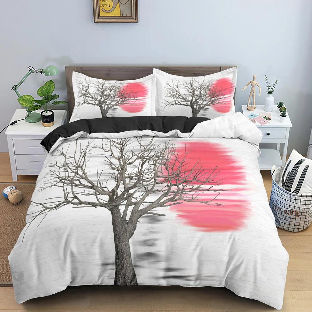 Forest King Queen Duvet Cover Beautiful Natural Scenery Bedding Set For Teens Adults Sunset Tree Landscape Polyester Quilt Cover
