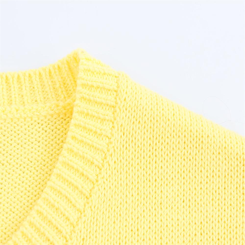 Women's Cross-Border Bow Button-Up Short Sleeve Knit Cardigan Sweater