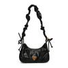 French Sophisticated Romantic Pleated Handbag For Women In Sleek Black And Varieties Brown