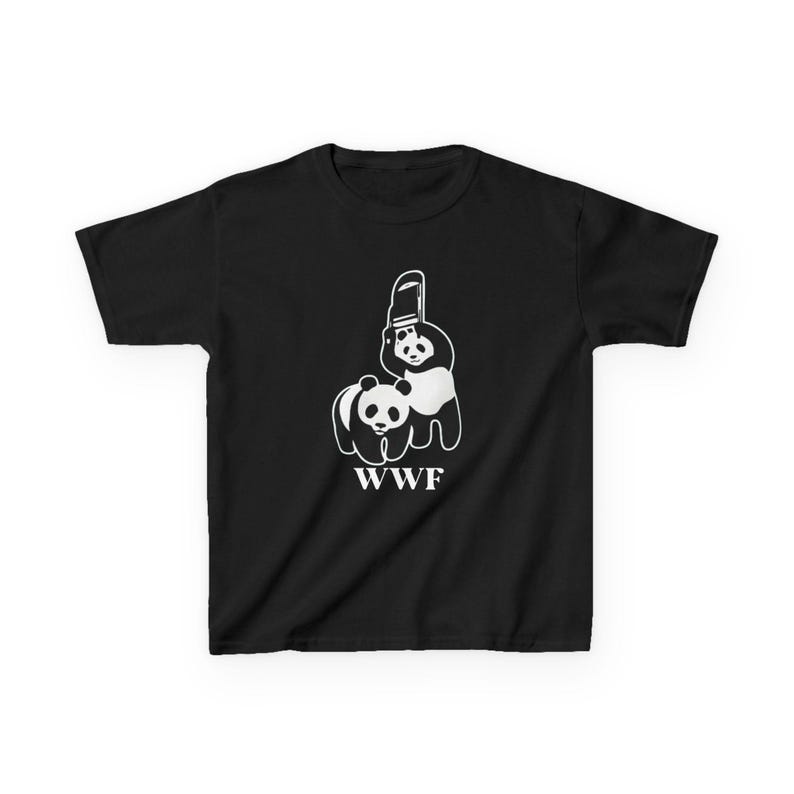 Panda Wrestling Hardcore Chair Kids Tee | Playful Panda Illustration T-Shirt | Animal Wrestlers Graphic 110