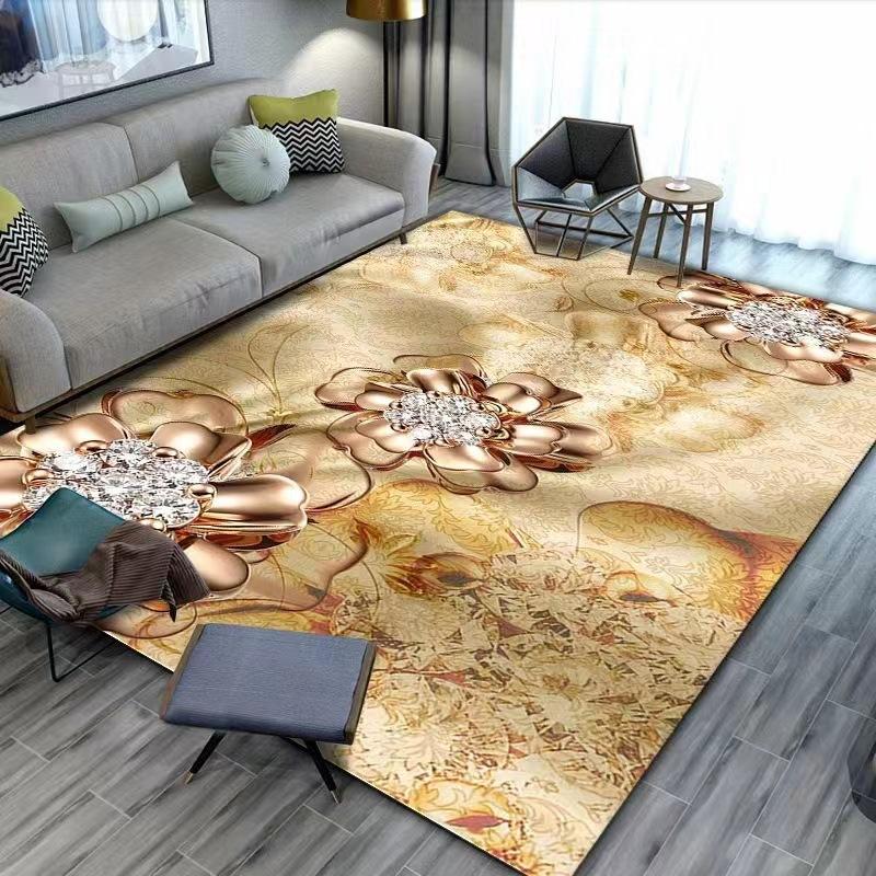 Flower Carpet Retro Printed Abstract Carpet Living Room Tea Table Mat Home Room Carpet Mat