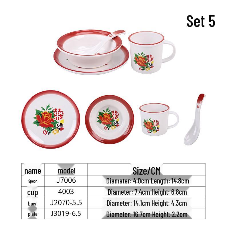 Qianxing Retro Melamine Hotpot Dinnerware Set