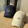 Ripped Letter Embroidery Baseball Cap Children Spring and Summer New Big Head Circumference Blue Soft Top Cap Tide
