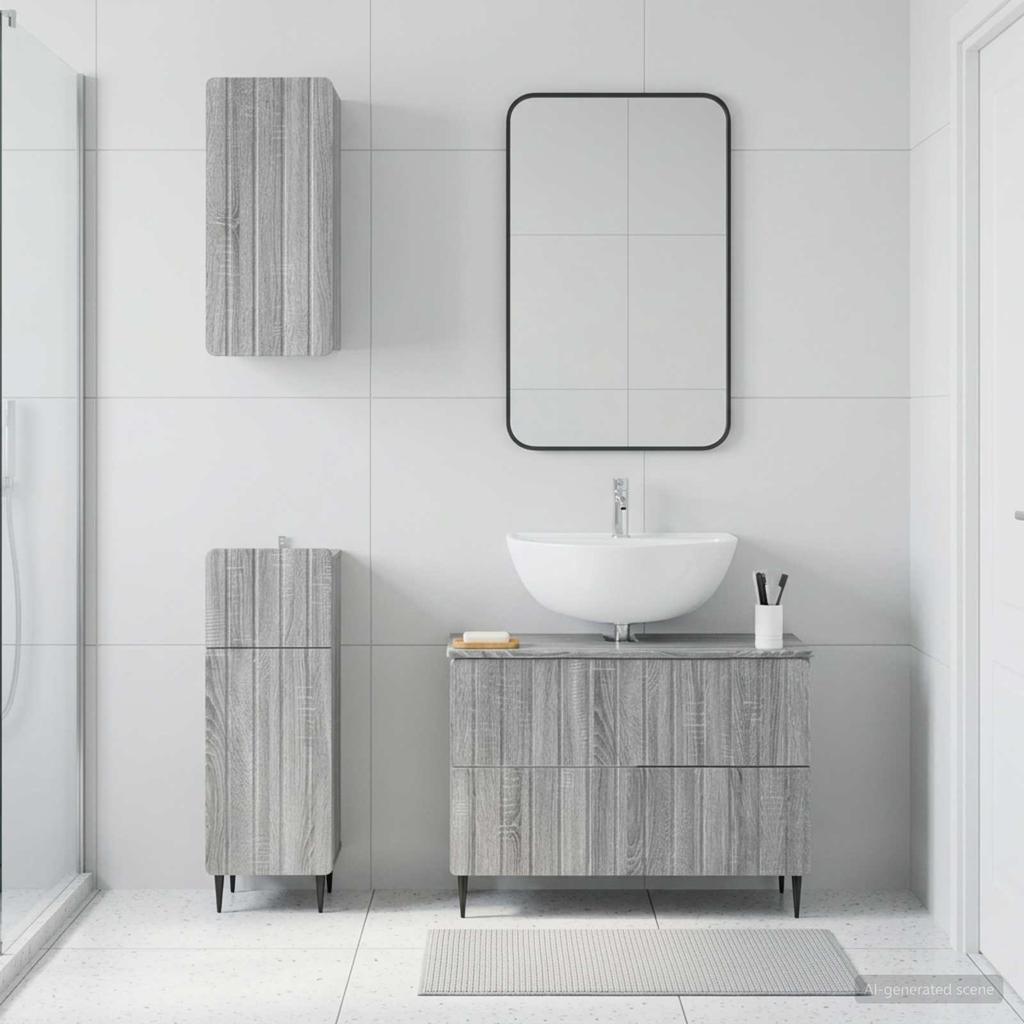 3 Piece Bathroom Cabinet System ZWOLLE Sonoma Grey