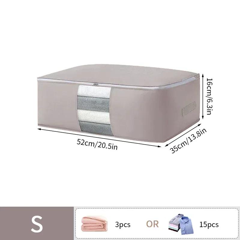 Foldable Clothes Storage Bag Visual Quilt Organize Cases with Handle Home Pillow Blanket Organizer Wardrobe Sorting Storage Box