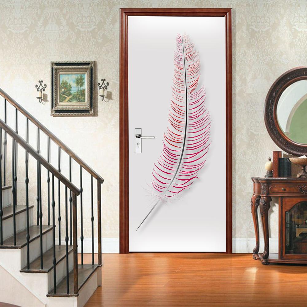 3D Door Mural Sticker Peel and Stick Door Wallpaper Golden Buddha Castle Moon Mermaid Flower Home Decor Removable