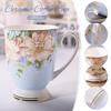350ML Bone China Ceramic Coffee Mug Cafe Floral Painting Cup Creative Ceramic Milk Tea Cup Vintage Tea Ceremony Drinkware