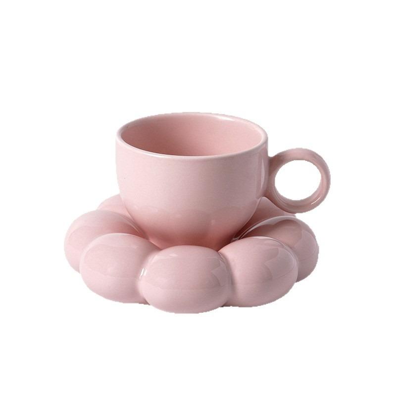 Sunflower Coffee Mug Aesthetic Ceramic Cloud Cup Decorative Saucer Afternoon Tea Water Cup Office Decor Home Mug Drinkware