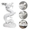 Handmade Dragon Figurine 3D Printed Chinese Figurine, Collectible White Statue, Model Sculpture Feng Shui Decoration for Home Office PLA Figure