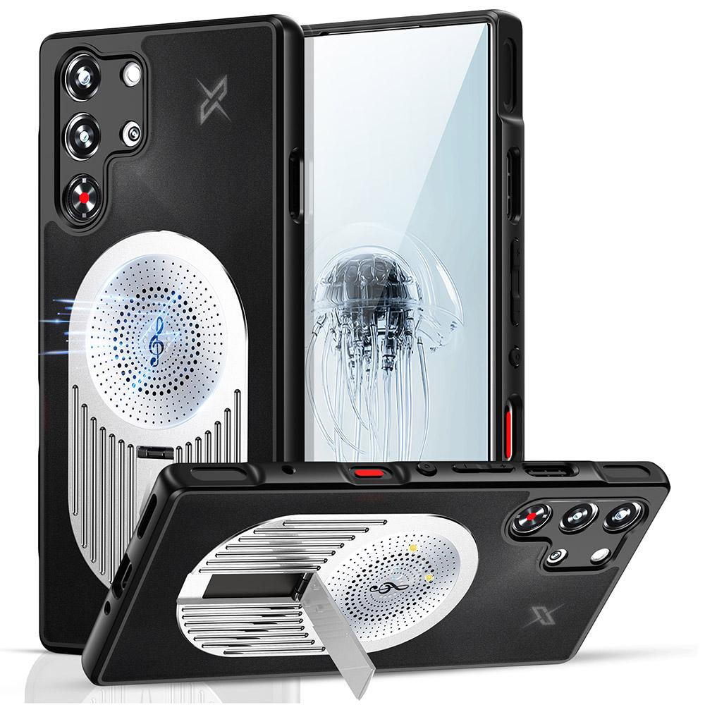 

Чехол для ZTE nubia Red Magic 10 Pro 5G/10 Pro+ 5G с подставкой, силикон+ПК, чехол для телефона, графеновое рассеивание тепла Silver