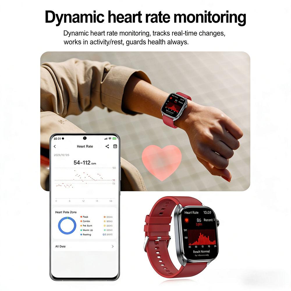 SACOSDING AI Health SmartWatch for Men Women with Flashlight 2.5D UI Voice Bluetooth Call Smart Watch Fitness Tracker
