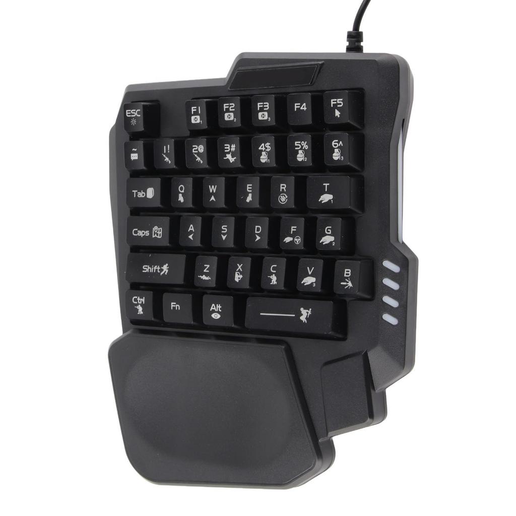 35-Key One-Handed Gaming Keyboard, Waterproof and Anti-Slip Design, Wide Palm Rest, Black One-Handed Keyboard for Computer and Mobile Games – K13