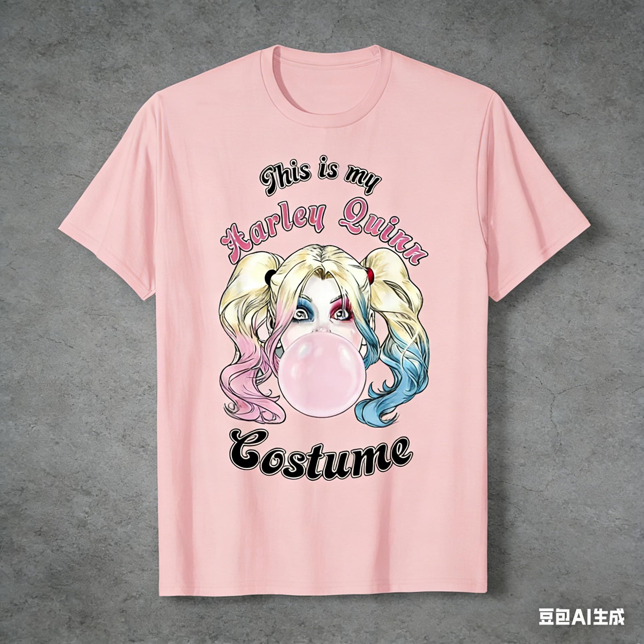 

Adult and Childrens Harley Quinn Sweet Cool Rebellious Cotton TShirt Classic Bubble Gum Look Everyday Wear 4XL