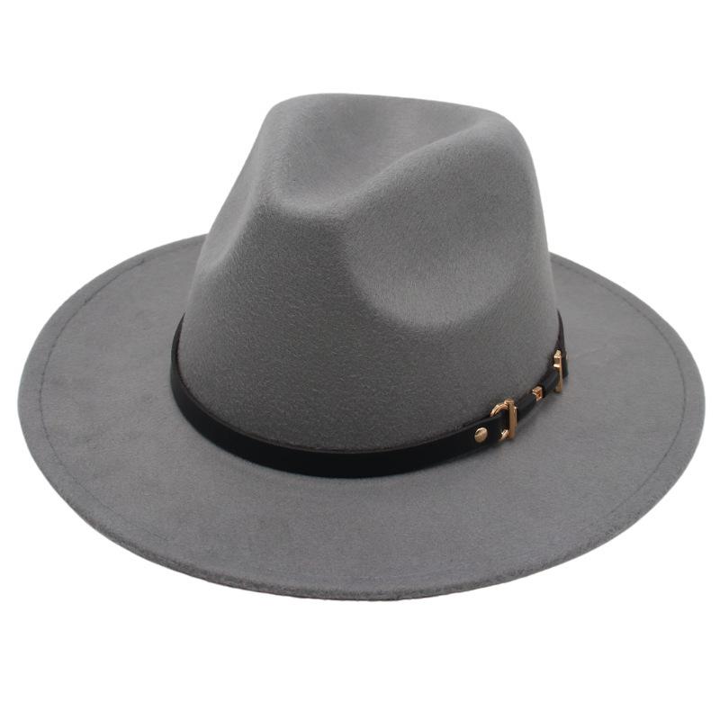 Suit Top Hat American Drama Belt Buckle Jazz Hat Men And Women Felt Hat Woolen Hat Big Brim Fedora Hat Jackson