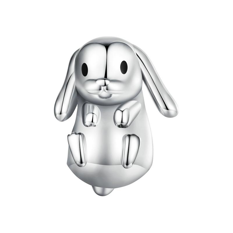 Bamoer 925 Silver Lovely Pet Series Poodle Hanging Bead Bulldog Charms for Women Bracelet and Necklace DIY Fine Jewelry