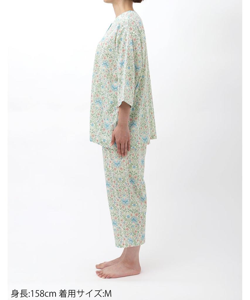 EP8074 Sleeve Long Cotton Willow Size M Wing/Wacoal Women's 3/4 Pajamas, Sleeves, 8/10 Length, 100% (Body), Fabric, Summer,