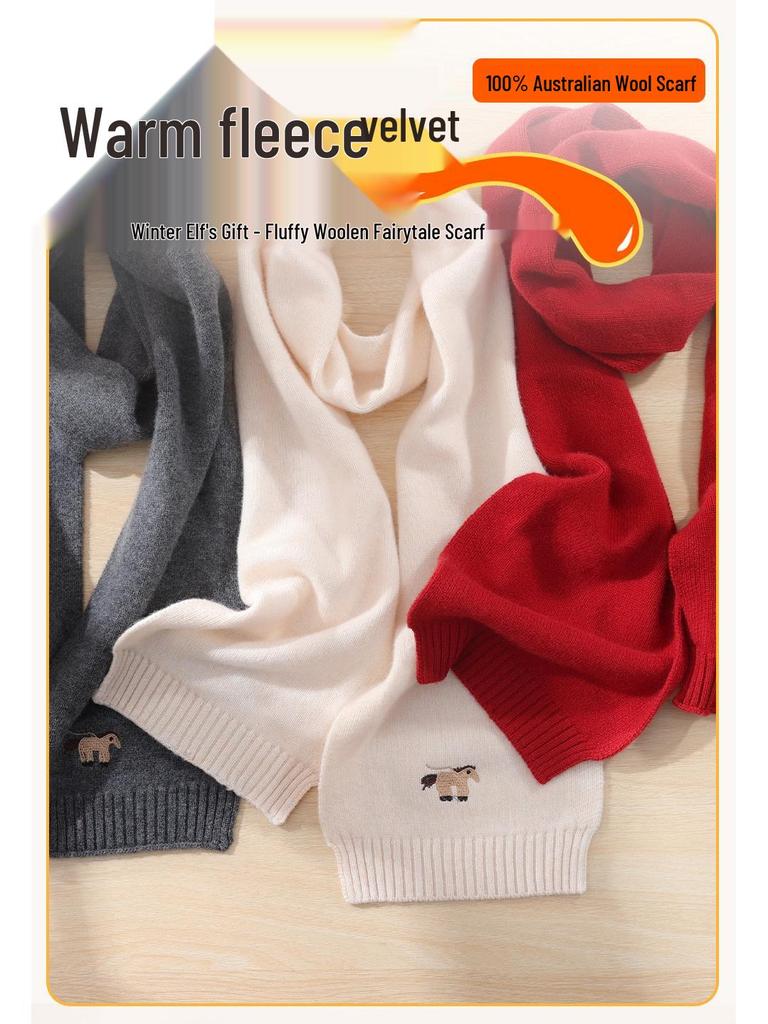 Versatile High-End Knit Scarf with Cute Puppy Embroidery for All Ages – Warm and Stylish Neck Gaiter for Autumn and Winter