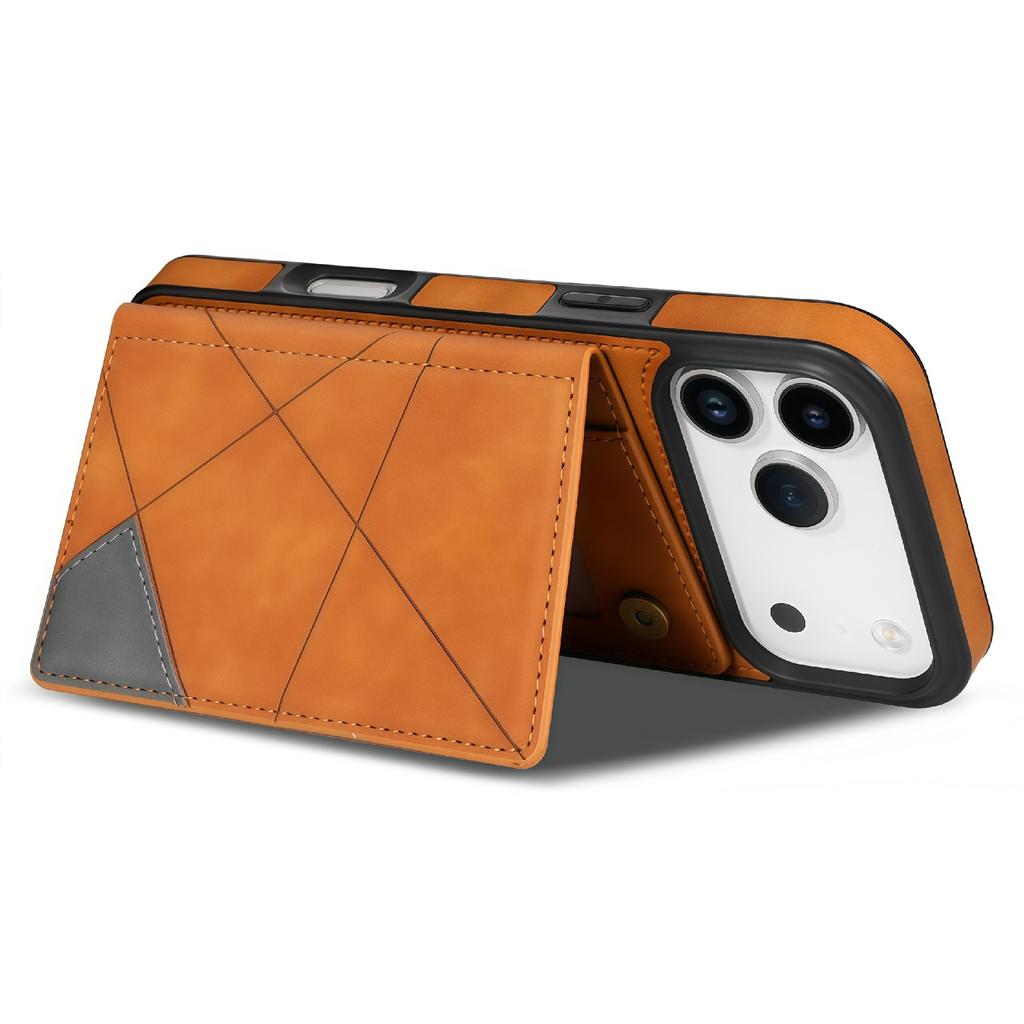 For iPhone 17 Pro Case Line Imprinted Color Splicing Leather Phone Cover
