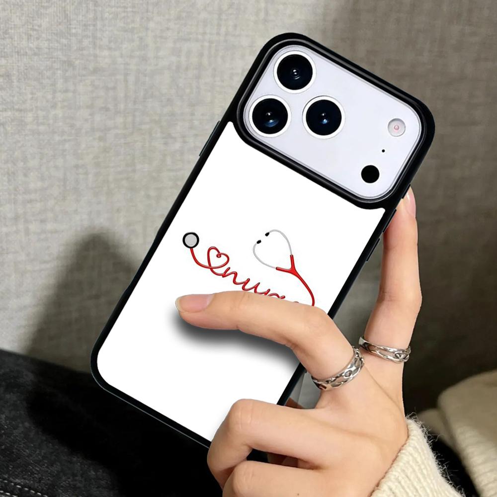 Capa Case for iPhone 17 Air 16 Pro Max 15 Plus 11 13 Mini 14 12 Back Phone Cover Nurse Stethoscope Heart Nursing Heartbeat