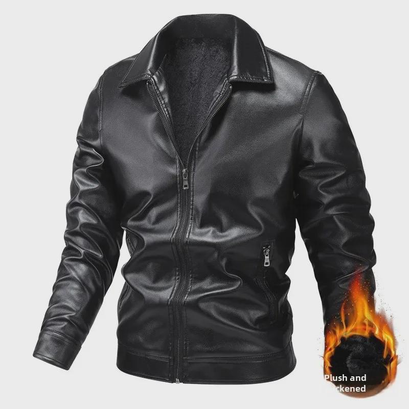 Men's Urban Motorcycle Leather Jacket - Trendy High-Quality Lapel Coat