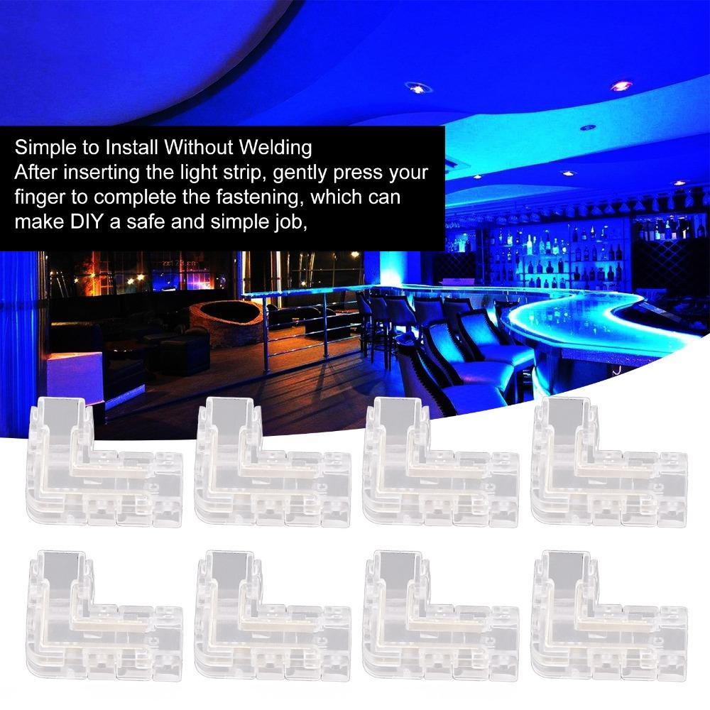 8pcs 5mm LED Strip Light Connectors 2 Pin L Shaped Connectors  Right Angle Connection