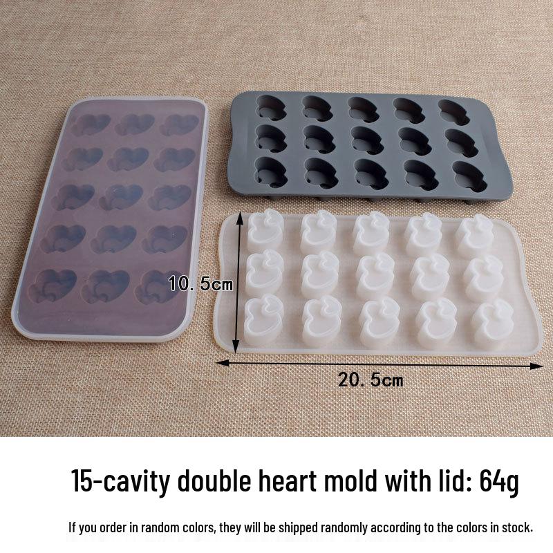 15-Cavity Heart-Shaped Silicone Mold for Chocolate, Candy, Cake, Ice Cubes, or Epoxy.