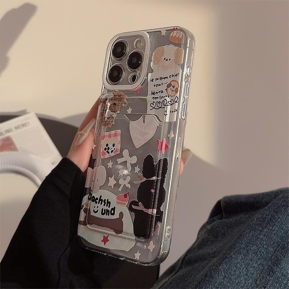 Cute Collage Style for Apple 15 Promax Mobile Phone Case for IPhone 17 Card Bag 16 Full Package 13 Korean Style