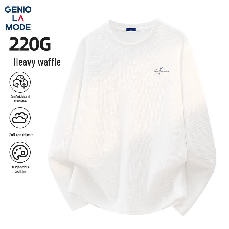 GENIOLAMODE Men s Heavyweight Waffle Knit Long-Sleeve T-Shirt M