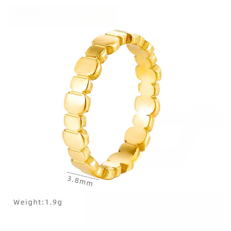 Small Sugar Cube Splicing Ring Women's Niche High-end Non-fading Ring, Titanium Steel Electroplated Jewelry