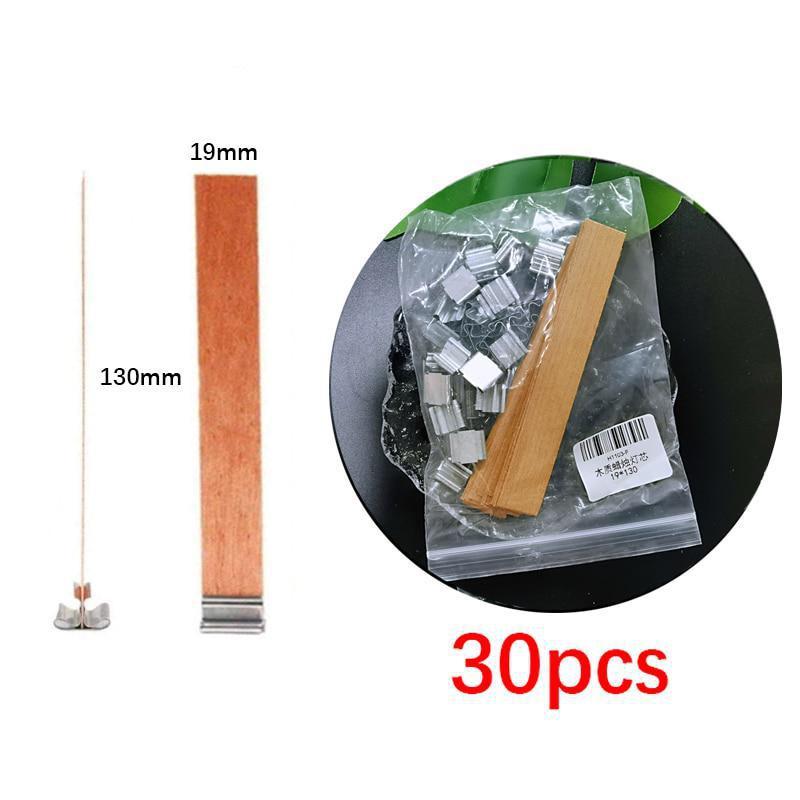 30 Pcs Candles Making Supplies Kit DIY Wooden Wicks Cores with Iron Base
