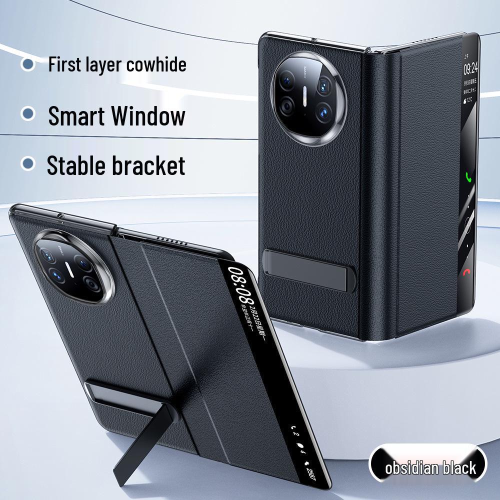 

Чехол-подставка из натуральной кожи Huawei MateX6 с текстурой наппа с микроперфорацией Huawei Mate X6