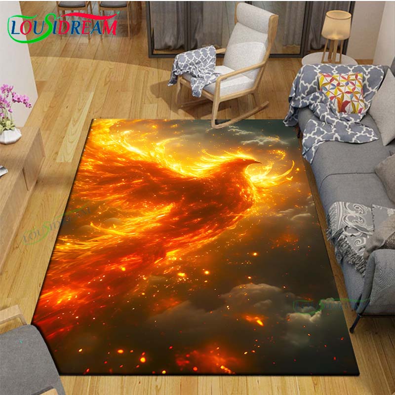Popular Mythical Beast Phoenix Printed  Carpet Living Room Anti-Skid Area Rug Kids Bedroom Mats Yoga Mat Carpet Decor Gift