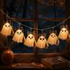 Spooky But Sweet Festival Props LED Ghost String Lights for Halloween Decorations, Cute Hanging Gauze Lamps Soft Glow Night Light with Warm